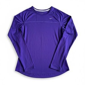Nike Dri-FIT Long Sleeve Running Top Purple Lightweight Performance Size Medium